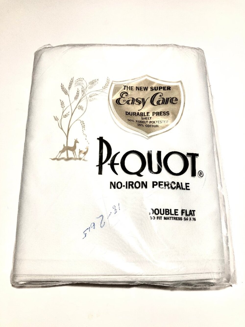 Vintage Pequot No-Iron Percale Full Flat Sheet NOS
